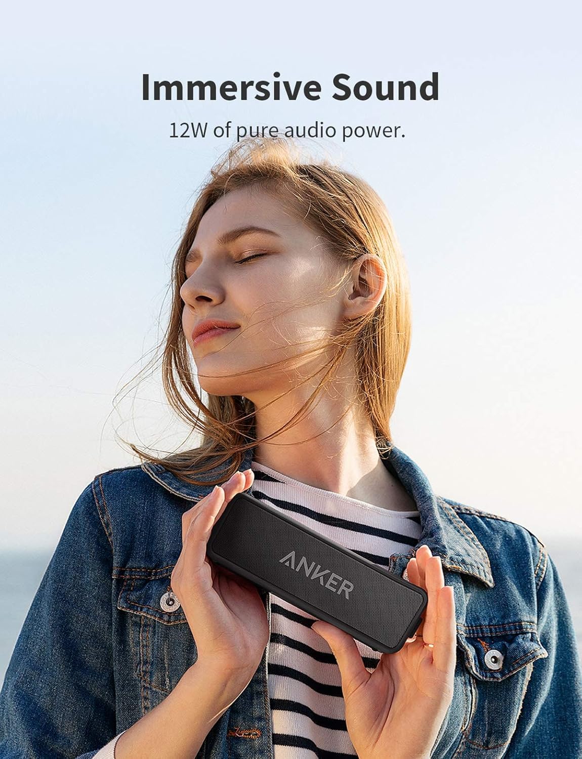 Anker Soundcore 2 Portable Bluetooth Speaker with Stereo Sound, Bluetooth 5, Bassup, IPX7 Waterproof, 24-Hour Playtime, Wireless Stereo Pairing, Speaker for Home, Outdoors, Travel