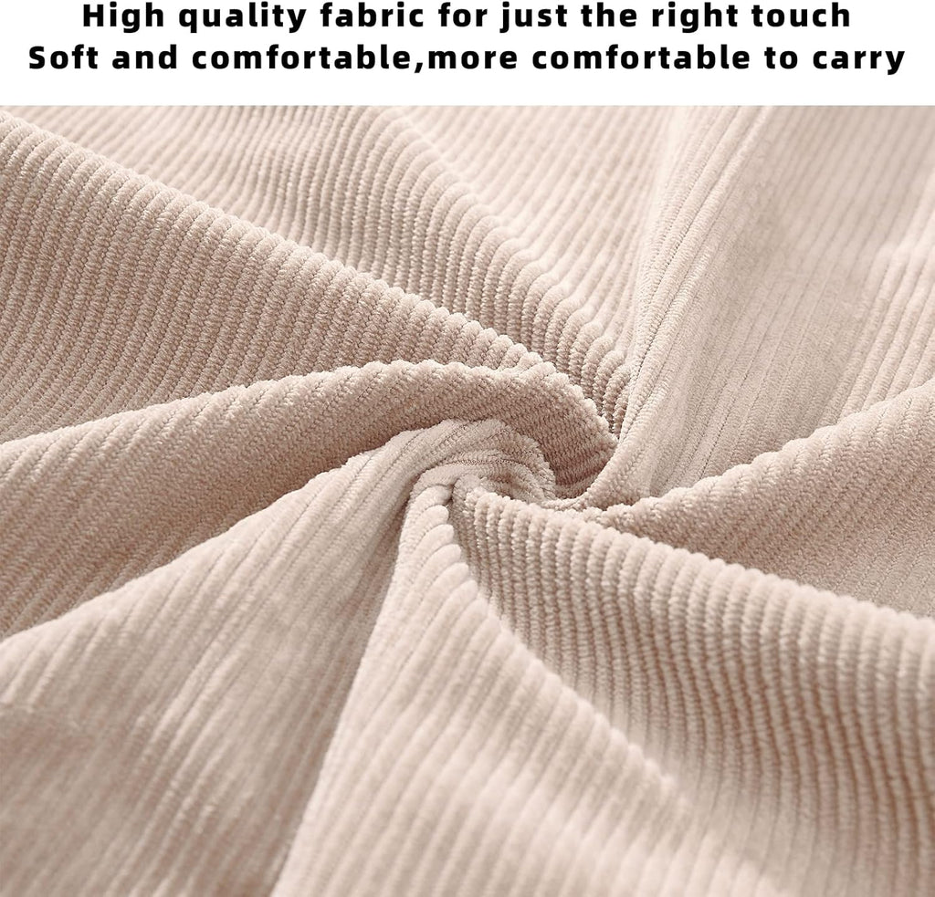 KALIDI Women Corduroy Tote Bag Zipper Casual Tote's Handbag Big Capacity Shoulder Bag with Pockets