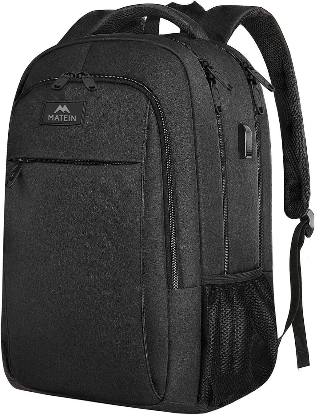 MATEIN Travel Laptop Backpack, Business Anti Theft Slim Sturdy Laptops Backpack with USB Charging Port, Water Resistant College School Computer Bag Gift for Men & Women Fits 15.6 Inch Notebook, Grey
