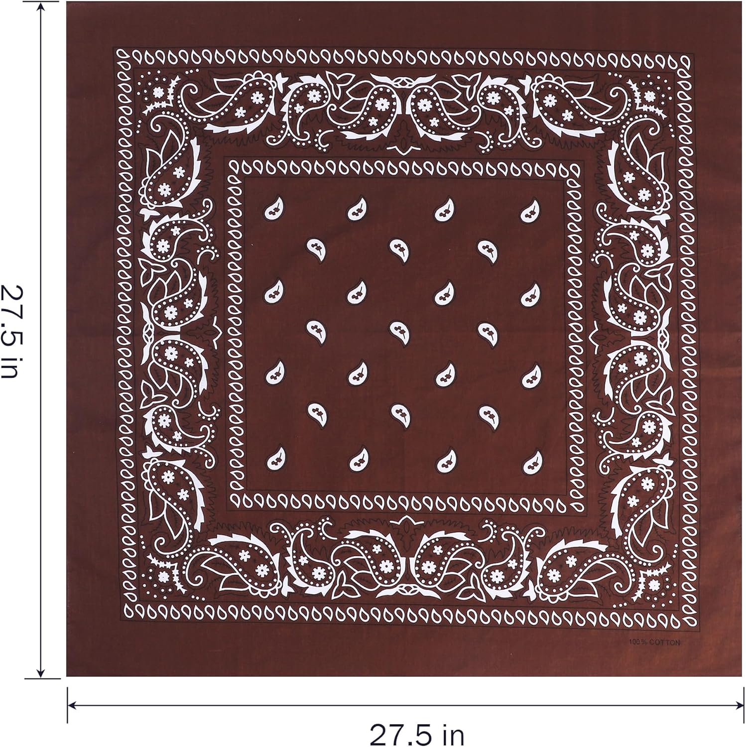 100% Cotton 27" x 27" Large Bandanas for Men & Women, Multi-Purpose Bandana Headbands, Square Head Scarf