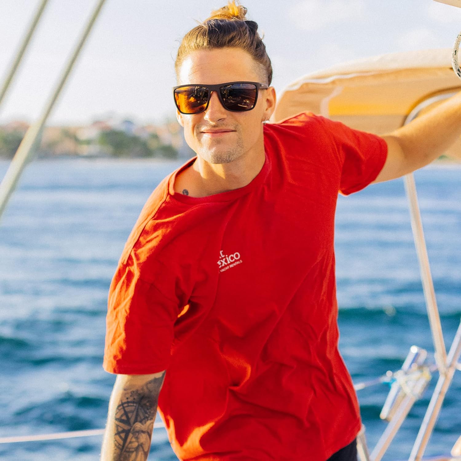 ZENOTTIC Polarized Sunglasses for Men Lightweight TR90 Frame UV400 Protection Square Sun Glasses