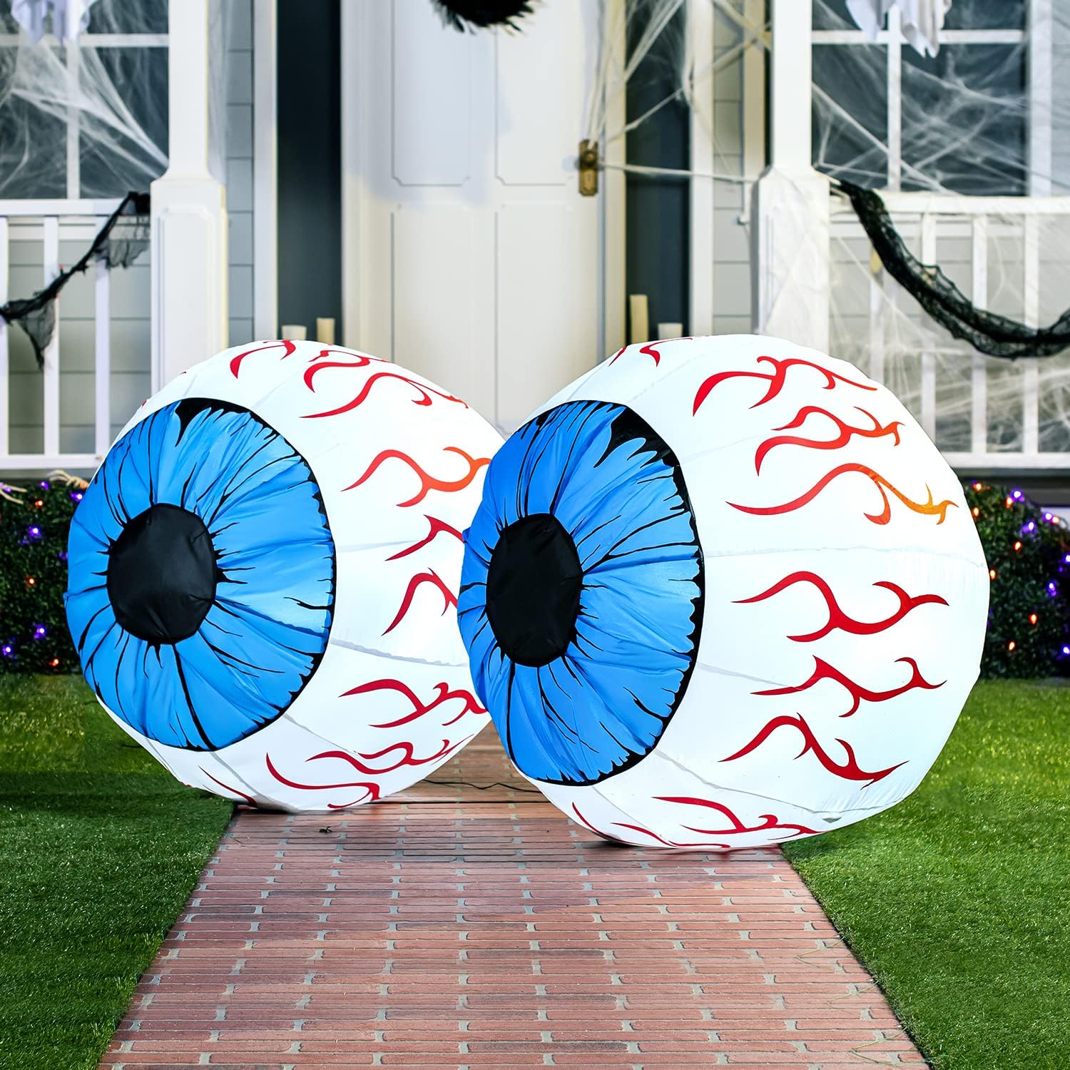 Joiedomi 2 Packs Halloween Inflatables Large Set of Eyes Decoration Blow Ups Green Eyes for Yard 3 Ft Inflatable Halloween Decor Outdoor with LEDs Party Supplies Blow up Decoration for Indoor, Outdoor