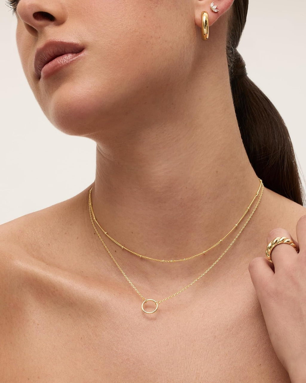 PAVOI 14K Gold Plated Layering Necklaces | Stylish Minimalist Design Pendant Necklaces | Bar, Circle, Lotus, Disc, Dog Tag, Horizontal Bar Pendants for Women