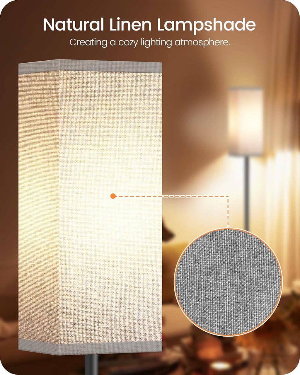 64.6" Floor Lamp, Pole with Foot Switch, Modern Standing Lamp Lampshade, Minimalist Freestanding Lamp (Bulb Not Included), for Living Room, Bedroom Office ETL Listed, Black and Beige E07LD05