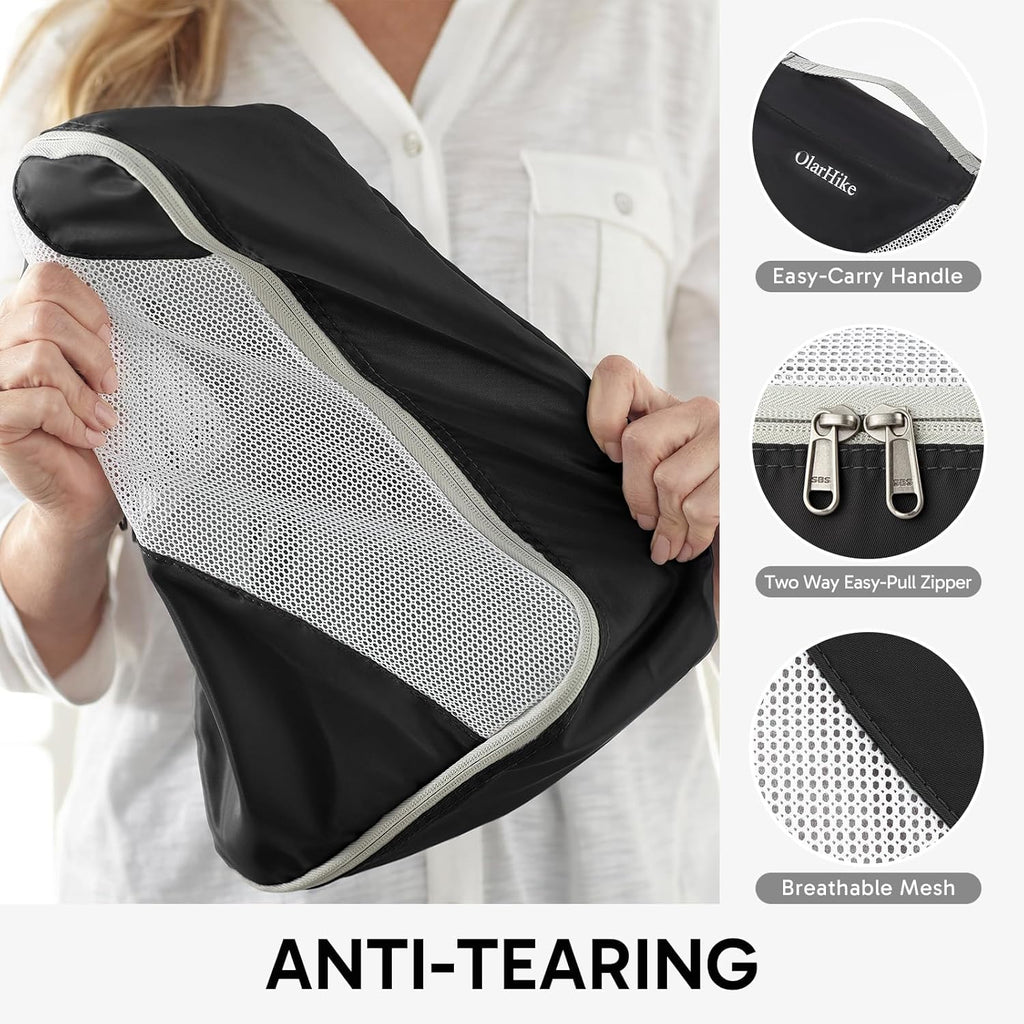 10 Set/8 Set Packing Cubes for Travel, Gifts for Women Mom,Anti-Tearing Suitcase Organizer for Luggage with Shoe & Hanging Toiletry Bag,OlarHike Vacation Essentials & Accessories for Cruise Ship,Cream