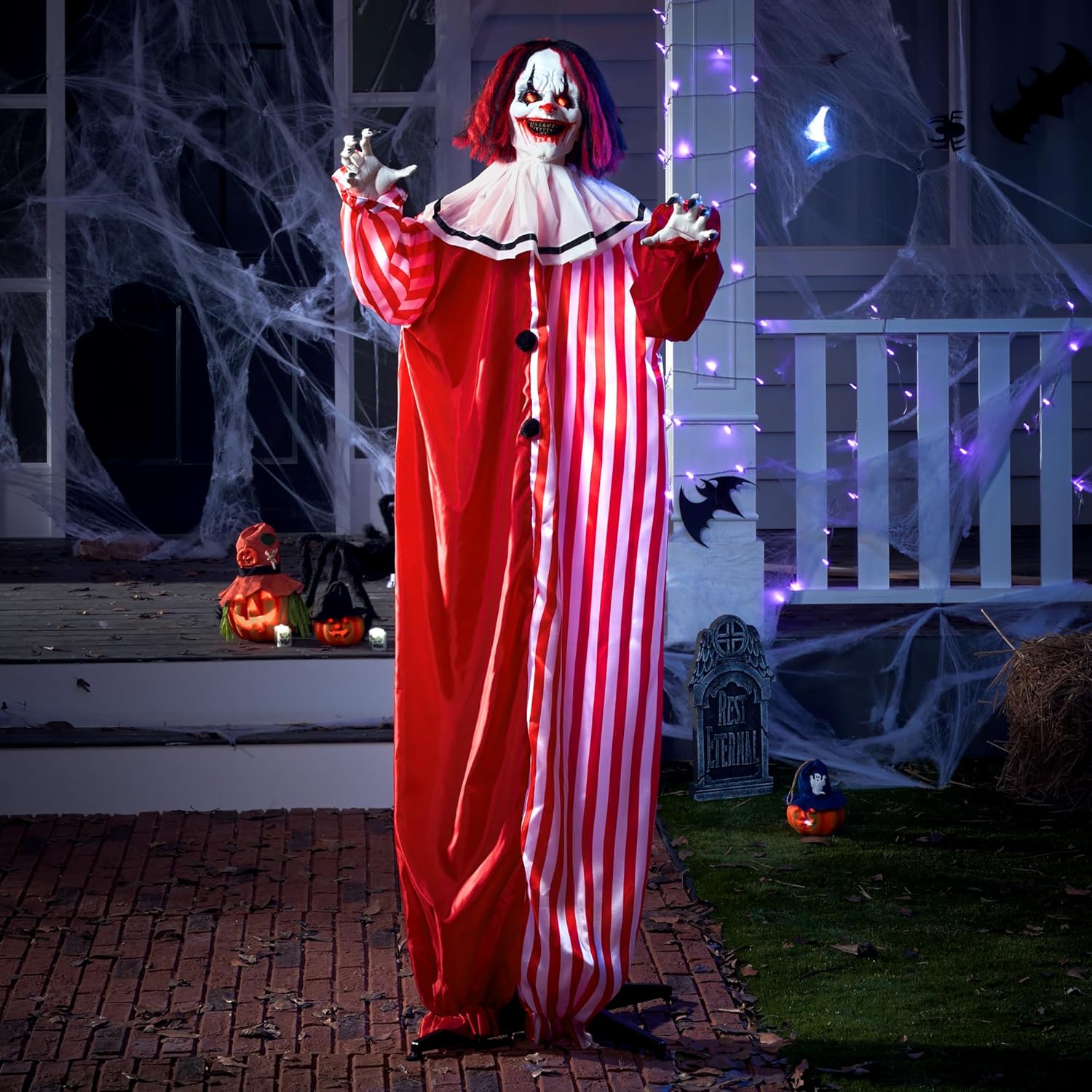 JOYIN 67" Halloween Decorations Outdoor Life Size Animatronics Grim Reaper with Chain, Sound-Actived Party Decor with Creepy Sound, Scary Haunted House Props for Garden Yard Lawn