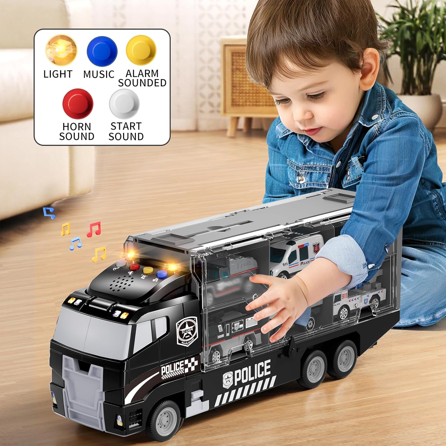 Toddler Boys Construction Truck Vehicle Toy Set with Play Mat and Die-Cast Toy Car, Transport Carrier Truck for Kids 3-5, Birthday Gifts Toys for 3-8 Year Old Boys