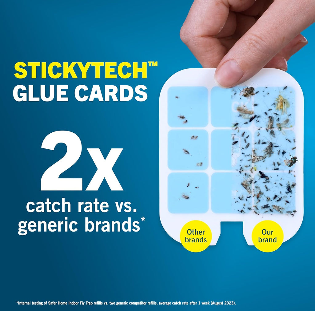 Safer Home Indoor Plug-In Fly Trap - SH502 - Effective Fruit Fly Traps for Indoors, Gnat Traps for House Indoor, 400 Sq Ft Protection - Style: 1 Device + 2 Glue Cards