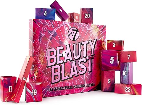 W7 Beauty Blast - Makeup Advent Calendar 2025 - Beauty & Cosmetic Calendar - Individually Boxed Makeup & Cosmetic Surprises For the 24 Days to Christmas - Cruelty Free Gifting