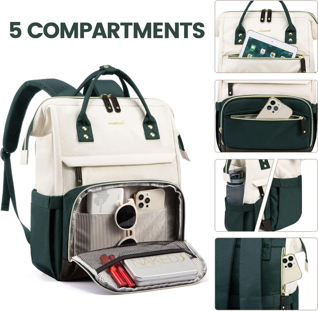 LOVEVOOK Laptop Backpack for Women, 15.6 Inch Work Business Backpacks Purse With Large Capacity, Waterproof Nurse Bag College Bookbag for School, Waterproof Casual Daypack for Travel