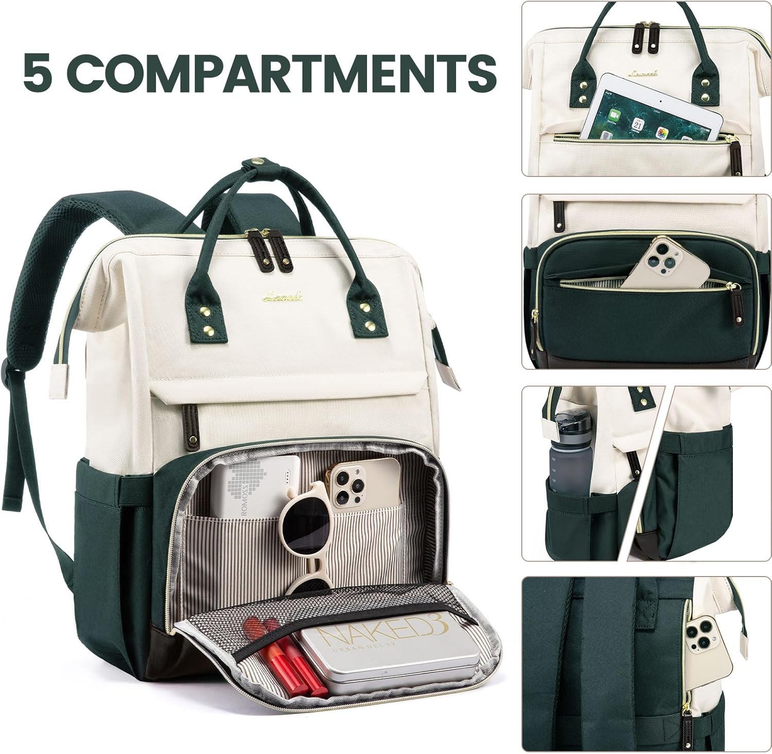 LOVEVOOK Laptop Backpack for Women, 15.6 Inch Work Business Backpacks Purse With Large Capacity, Waterproof Nurse Bag College Bookbag for School, Waterproof Casual Daypack for Travel