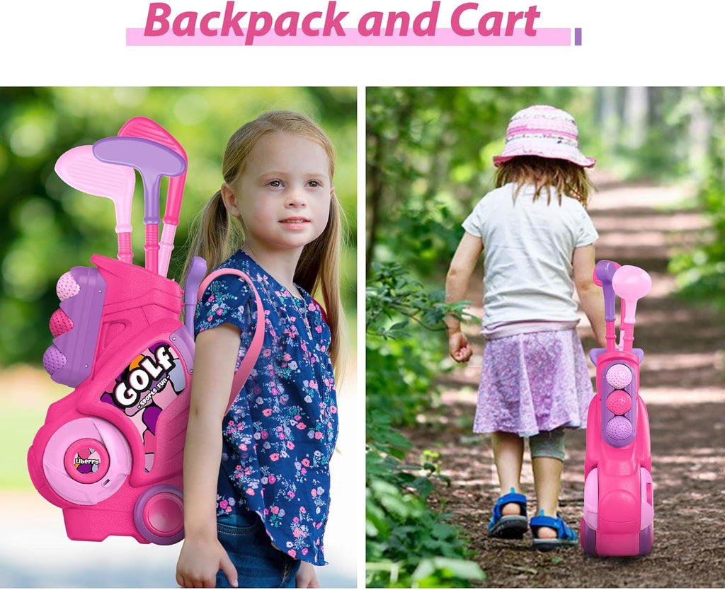 Liberry Toddler Golf Set, Upgraded Kids Golf Cart with Unique Shoulder Strap Design, Indoor and Outdoor Golf Toys for Boys and Girls Aged 1-5 Years Old