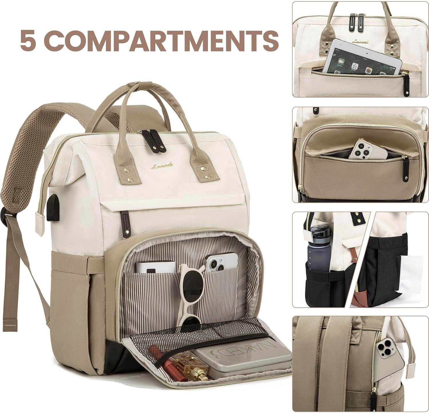 LOVEVOOK Laptop Backpack for Women, 15.6 Inch Work Business Backpacks Purse With Large Capacity, Waterproof Nurse Bag College Bookbag for School, Waterproof Casual Daypack for Travel