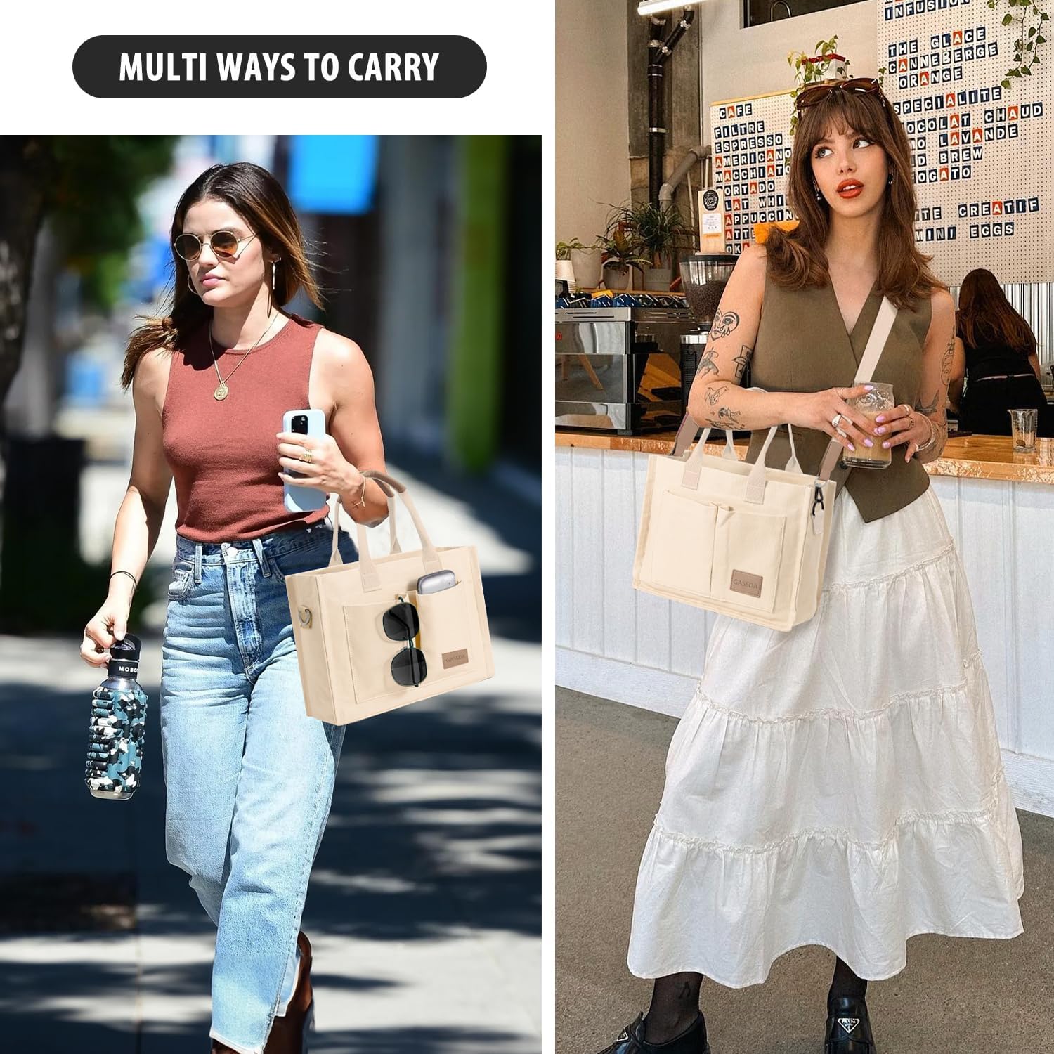 Tote Bags for Women Canvas Tote Purse Crossbody with Pockets Top Handle Shoulder Satchel Bag for Women