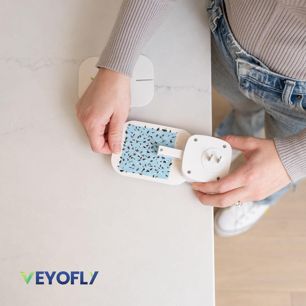 VEYOFLY Fly Catcher Indoor, Fly Trap Indoor, (1 Device + 3 Refills) Fruit Fly Traps for Indoors, Gnat Traps for House Indoor, Bug Killer, Fly Trap, Plug in Light Flying Insect Trap