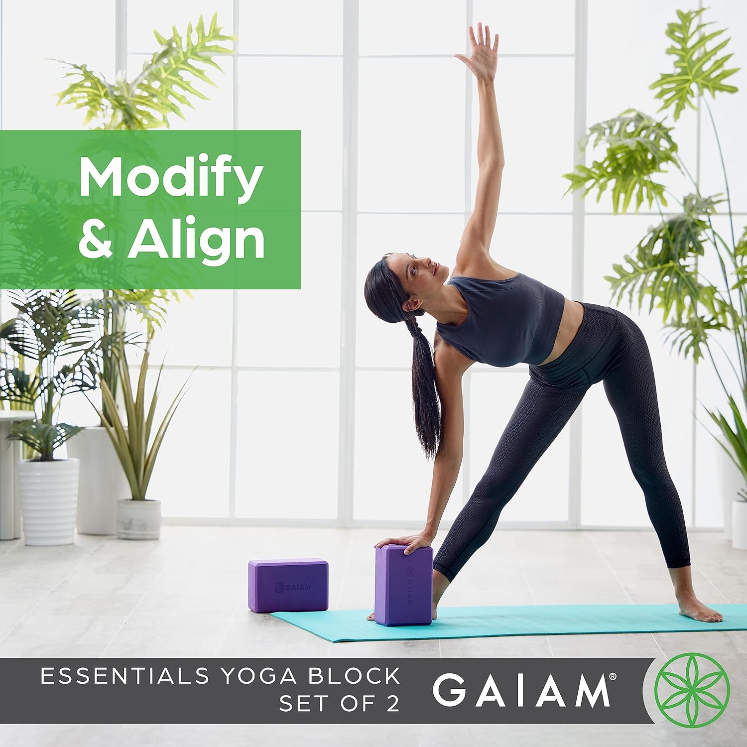 Gaiam Yoga Block - Supportive Latex-Free Eva Foam - Soft Non-Slip Surface with Beveled Edges for Yoga, Pilates, Meditation - Yoga Accessories for Stability, Balance, Deepen Stretches