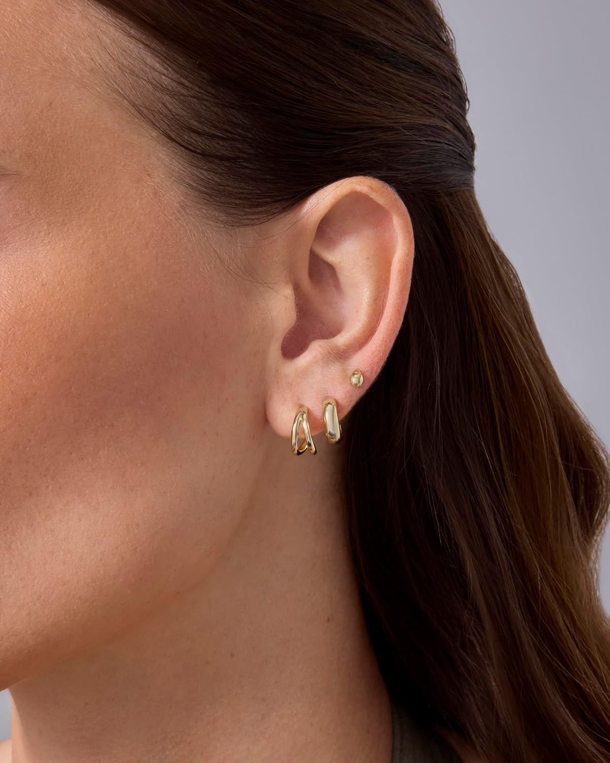 PAVOI 14K-18K Yellow Gold Plated 925 Sterling Silver Posts Three Pairs Small Hoop Earrings for Women - Statement Gold Hoop Earrings Set - Cubic Zirconia Rope Teardrop Chunky Huggie Earscape Piercings