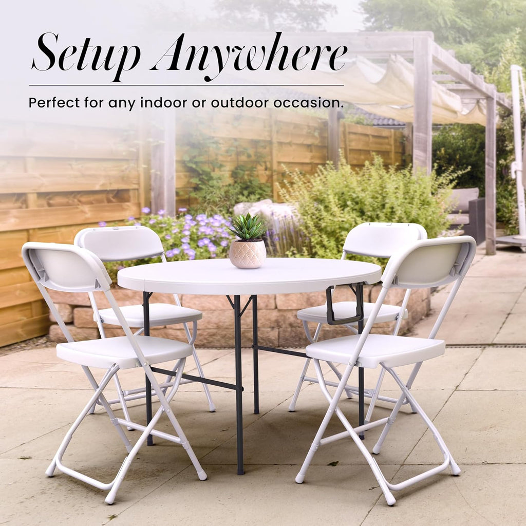 6 Feet Foldable Table with Built in Handle & Steel Legs | Heavy Duty Portable | Perfect for Party, Dining, Wedding, Events, Picnic Indoor, Outdoor, Camping, Utility, Folding