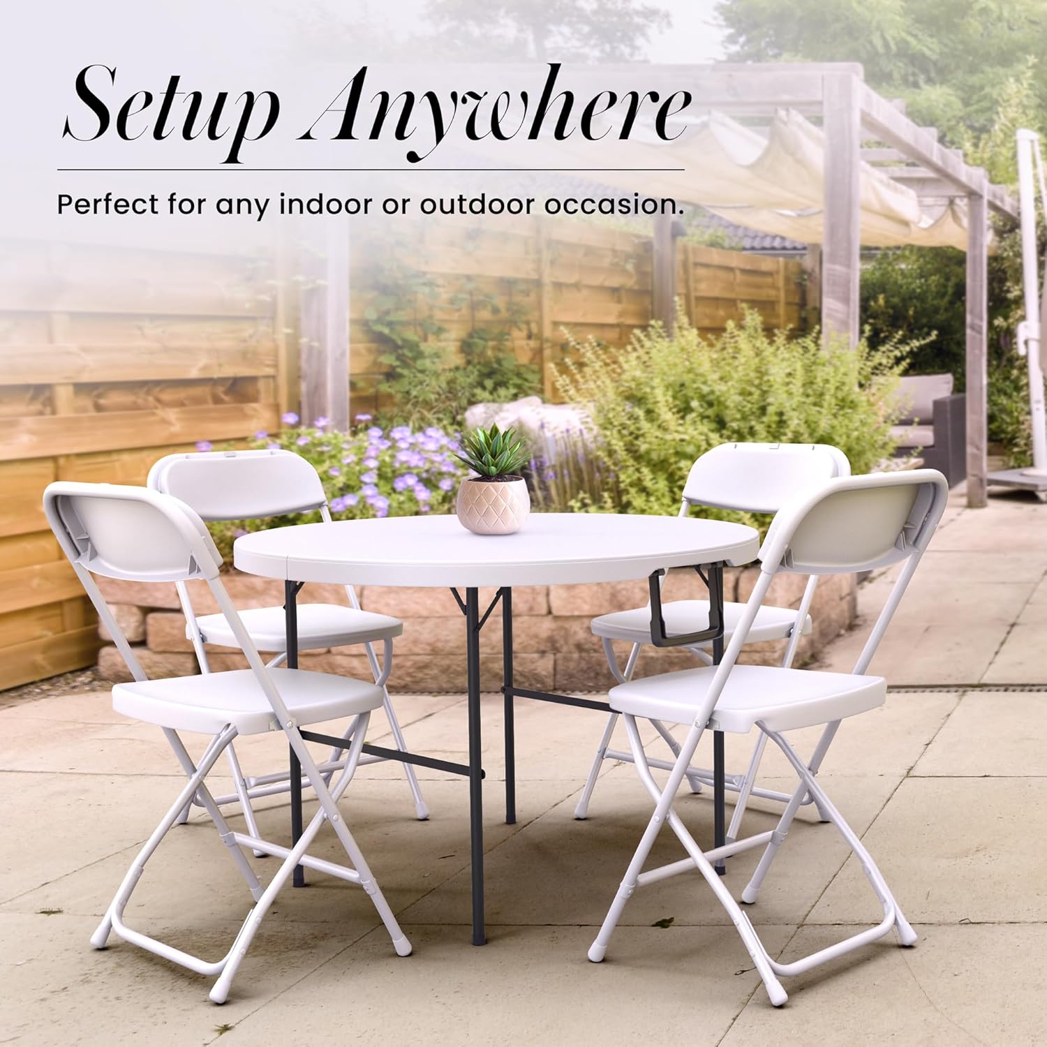 6 Feet Foldable Table with Built in Handle & Steel Legs | Heavy Duty Portable | Perfect for Party, Dining, Wedding, Events, Picnic Indoor, Outdoor, Camping, Utility, Folding