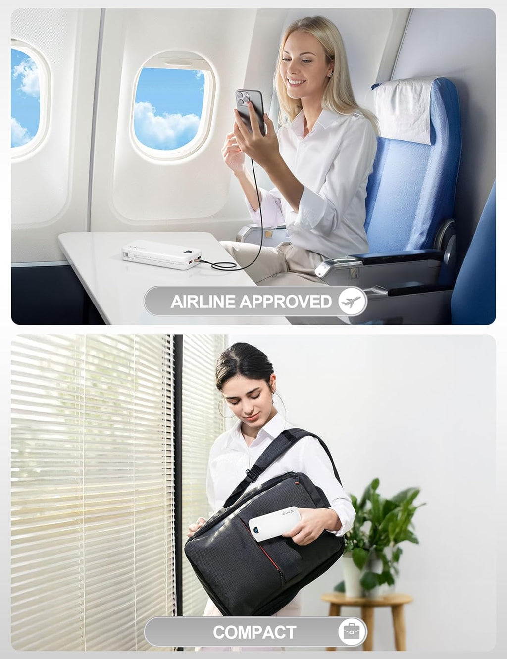 Portable Charger Power Bank, 12000mAh 22.5W USB C Fast Charging with Built-in Cables and Wall Plug, Travel Essential Battery Pack with LED Display for iPhone, iPad, Samsung Pink