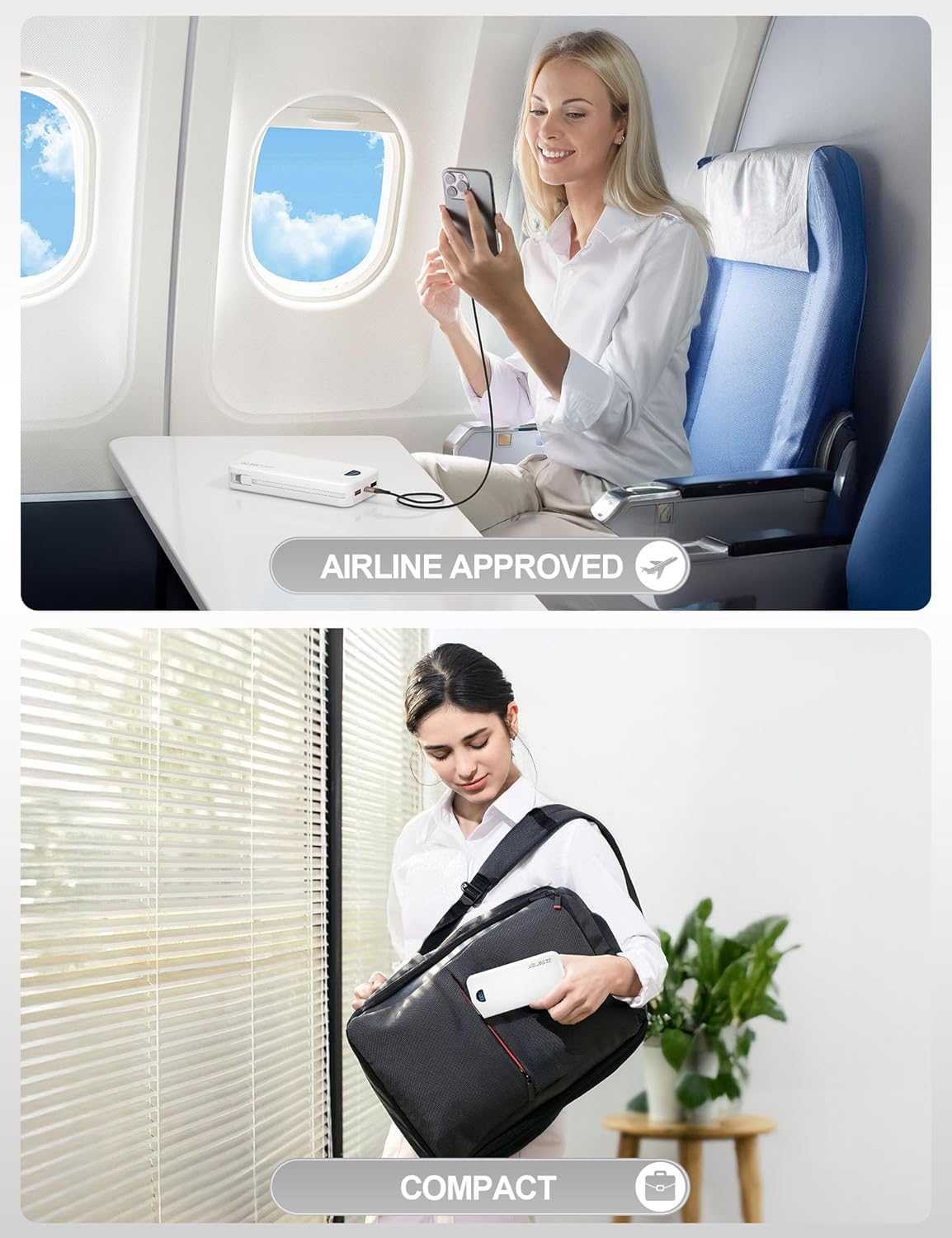 Portable Charger Power Bank, 12000mAh 22.5W USB C Fast Charging with Built-in Cables and Wall Plug, Travel Essential Battery Pack with LED Display for iPhone, iPad, Samsung Pink