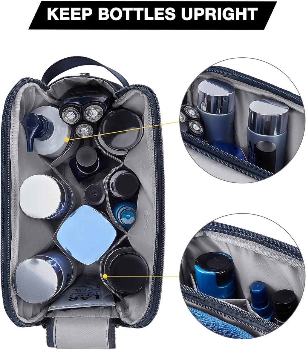 BAGSMART Toiletry Bag for Men, Travel Toiletry Organizer Dopp Kit Water-resistant Shaving Bag for Toiletries Accessories, Door Room Essentials, Black-medium