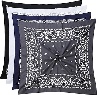 100% Cotton 27" x 27" Large Bandanas for Men & Women, Multi-Purpose Bandana Headbands, Square Head Scarf
