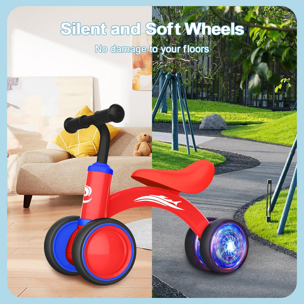 Colorful Lighting Baby Balance Bike Toys for 1 Year Old Girl Gifts, 10-36 Month Toddler Balance Bike, No Pedal 4 Silence Wheels & Soft Seat Pre-School First Riding on Toys, 1st Birthday Gifts.