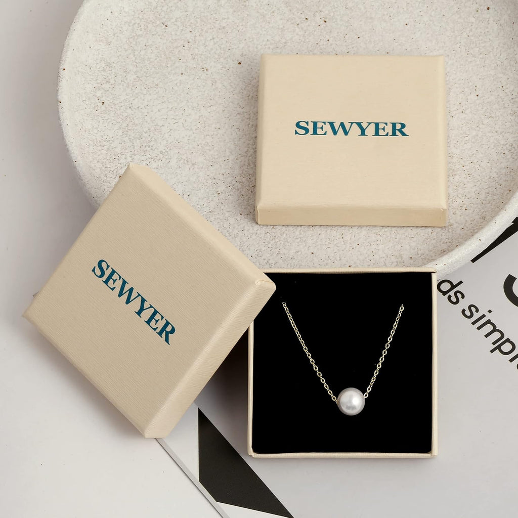 Dainty Pearl Pendant Necklaces for Women 14K Gold Plated Handmade Layered Pearl Chain Necklace Delicate Layered Pearl Necklace Everyday Jewelry Gift