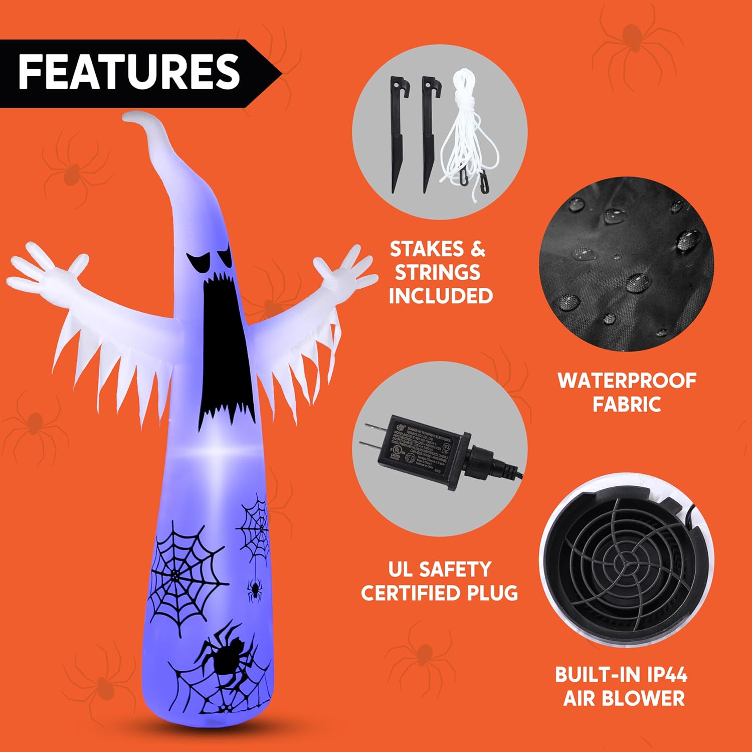 Joiedomi 12 FT Halloween Inflatables Outdoor Decorations, Scary Ghost Halloween Decor, Inflatable Ghost Blow Ups for Yard with LEDs for Outside Yard Decorations