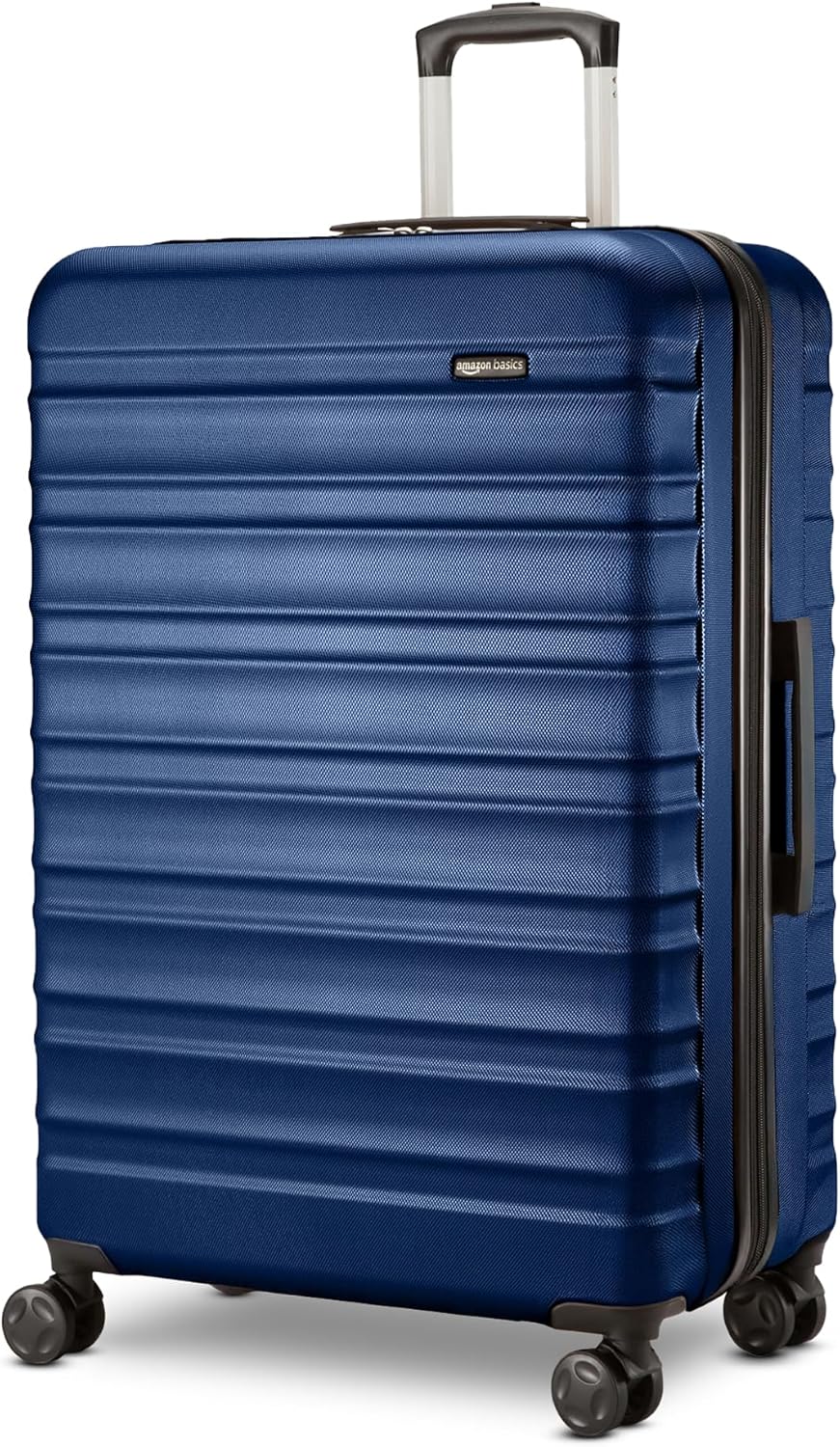 Basics 21" Hardside Carry-On Luggage, Hardshell Suitcase With Wheels, Expandable For Up to 25% More Space, With Scratch-Resistant Surface, Four Multi-directional Wheels, Black