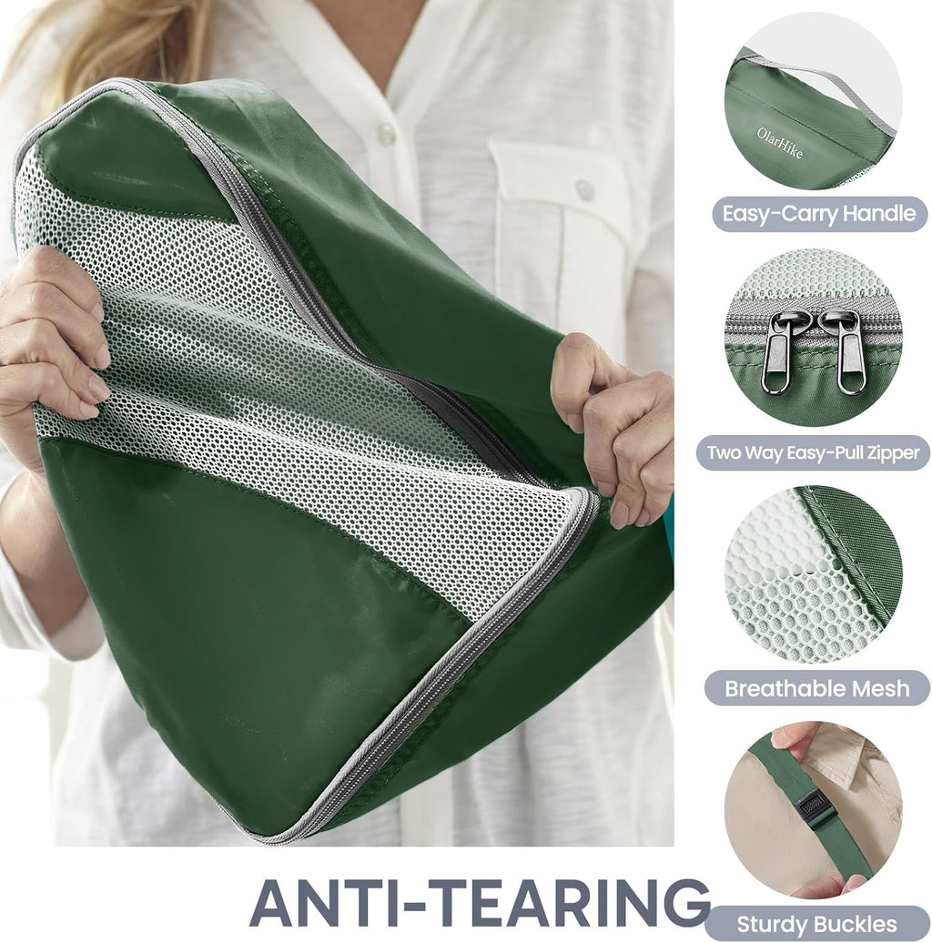 10 Set/8 Set Packing Cubes for Travel, Gifts for Women Mom,Anti-Tearing Suitcase Organizer for Luggage with Shoe & Hanging Toiletry Bag,OlarHike Vacation Essentials & Accessories for Cruise Ship,Cream