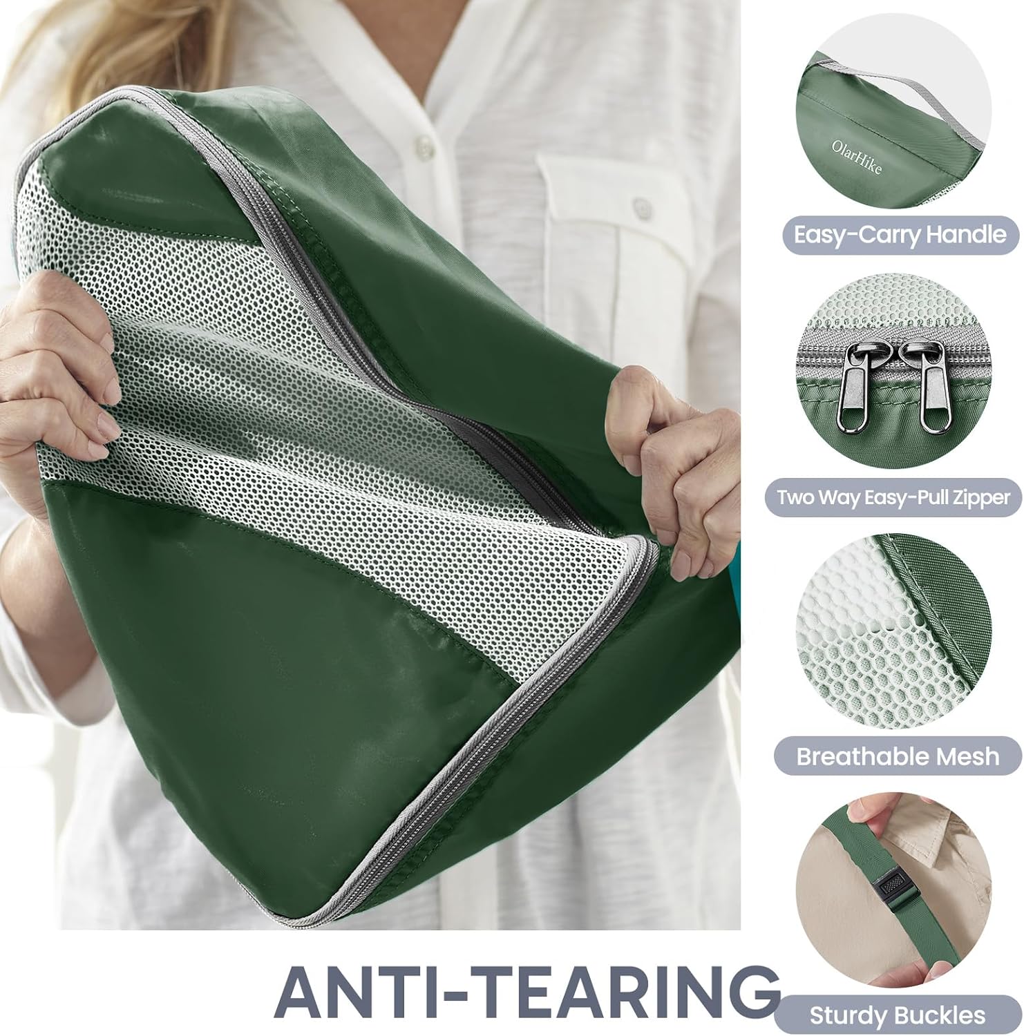 10 Set/8 Set Packing Cubes for Travel, Gifts for Women Mom,Anti-Tearing Suitcase Organizer for Luggage with Shoe & Hanging Toiletry Bag,OlarHike Vacation Essentials & Accessories for Cruise Ship,Cream