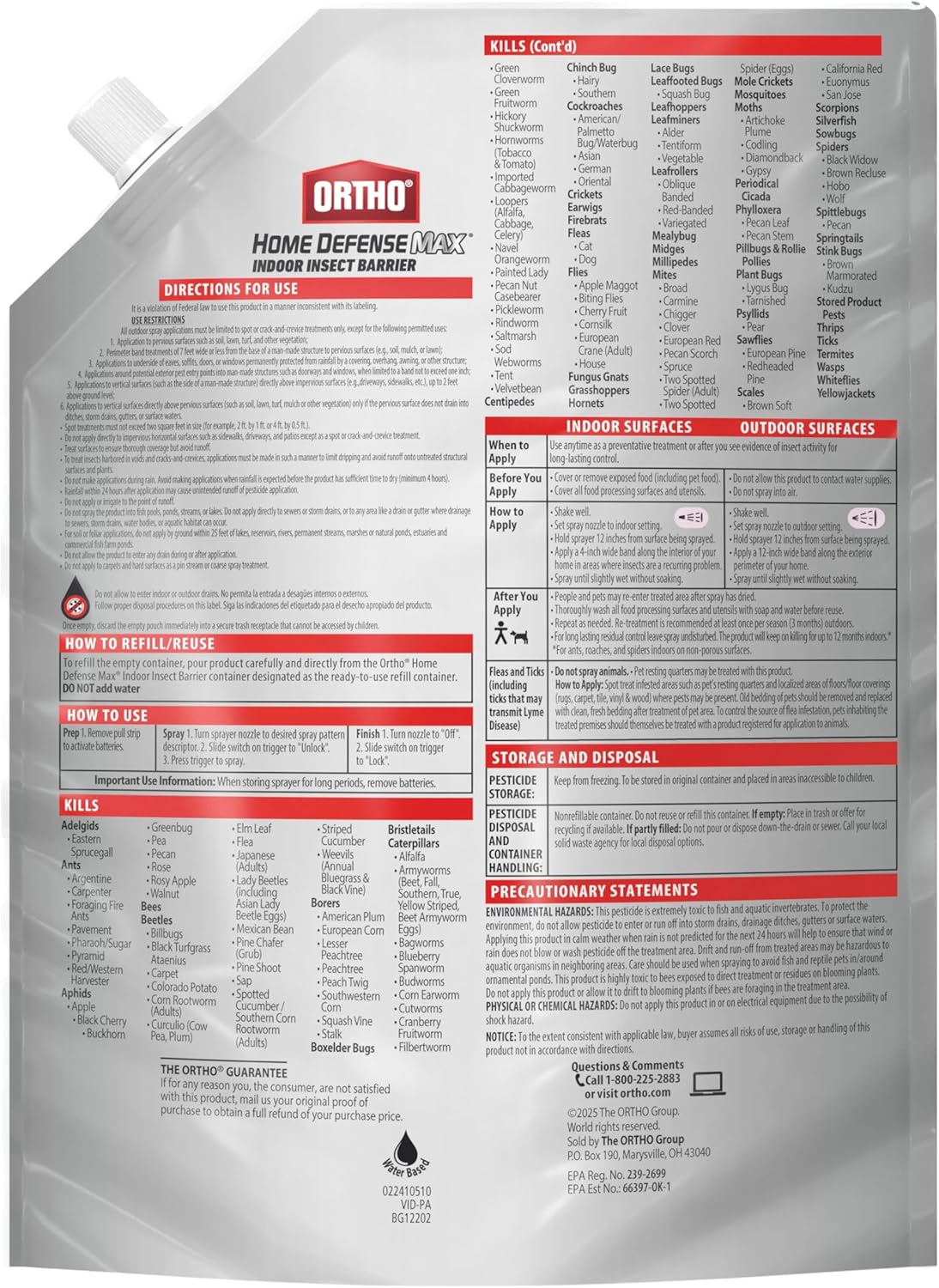 Ortho Home Defense Max Indoor Insect Barrier with Extended Reach Comfort Wand, Kills Ants, Roaches, Spiders, Fleas and Ticks, 1 gal.