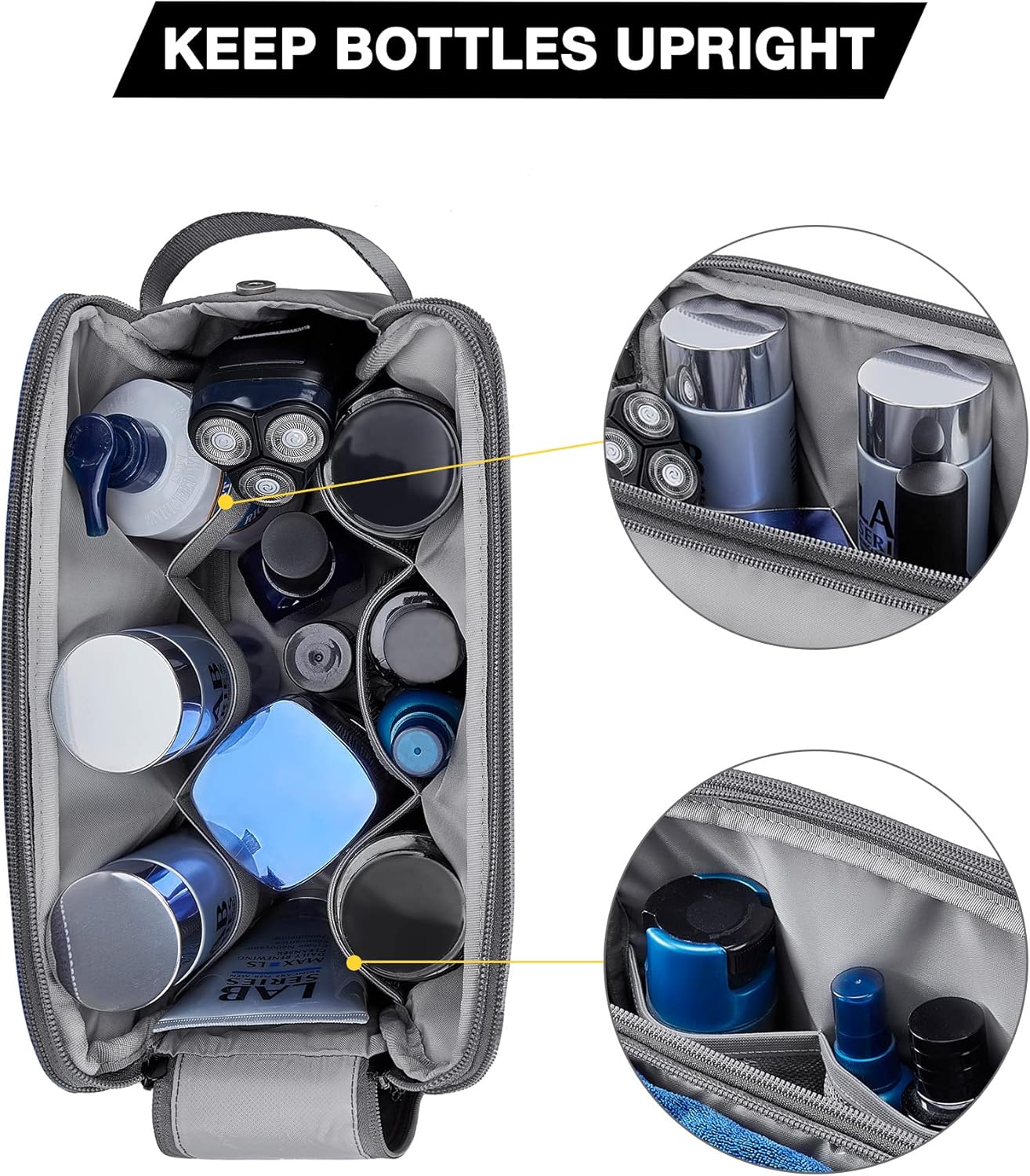 BAGSMART Toiletry Bag for Men, Travel Toiletry Organizer Dopp Kit Water-resistant Shaving Bag for Toiletries Accessories, Door Room Essentials, Black-medium