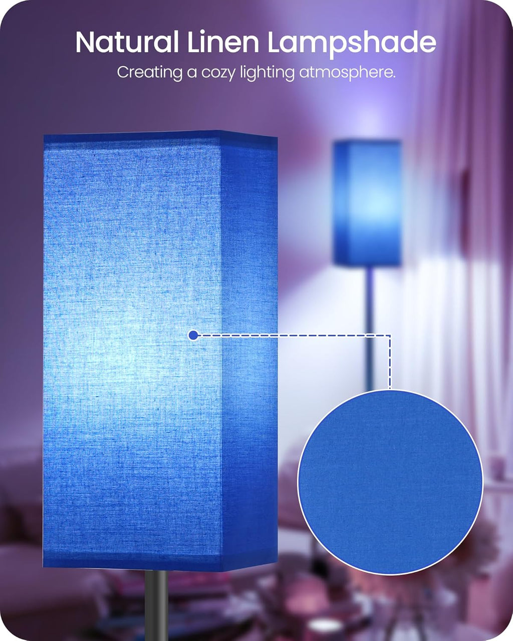 64.6" Floor Lamp, Pole with Foot Switch, Modern Standing Lamp Lampshade, Minimalist Freestanding Lamp (Bulb Not Included), for Living Room, Bedroom Office ETL Listed, Black and Beige E07LD05