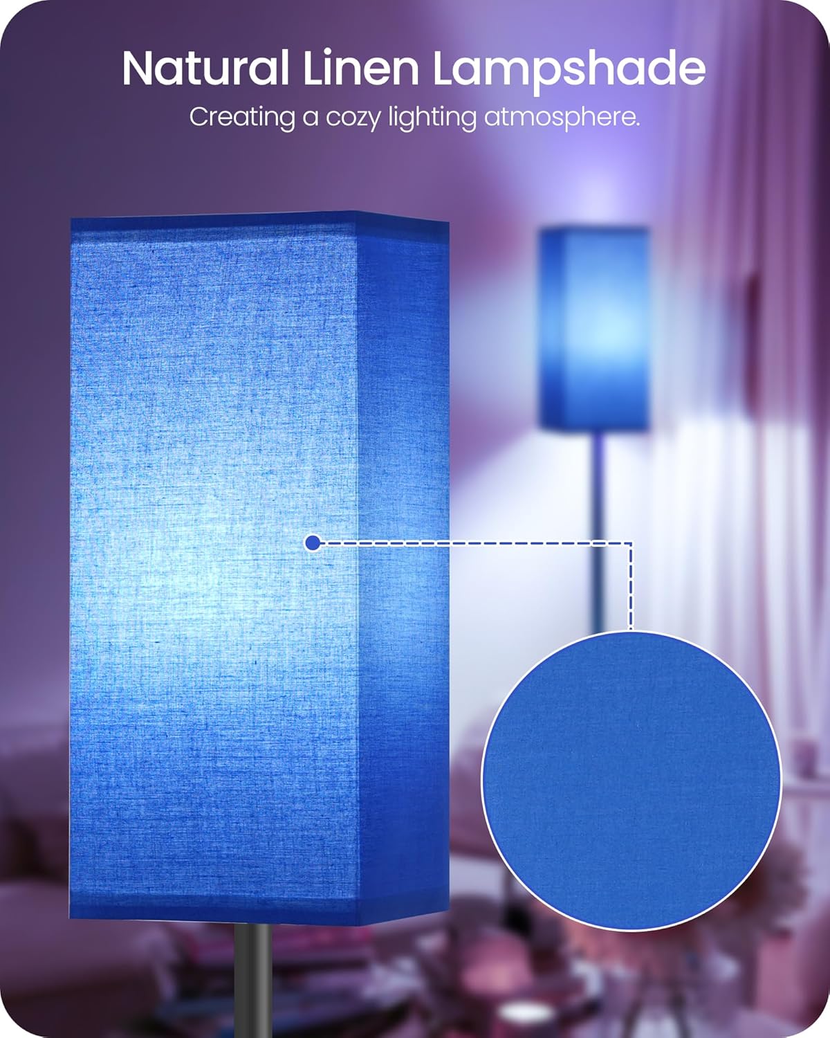 64.6" Floor Lamp, Pole with Foot Switch, Modern Standing Lamp Lampshade, Minimalist Freestanding Lamp (Bulb Not Included), for Living Room, Bedroom Office ETL Listed, Black and Beige E07LD05