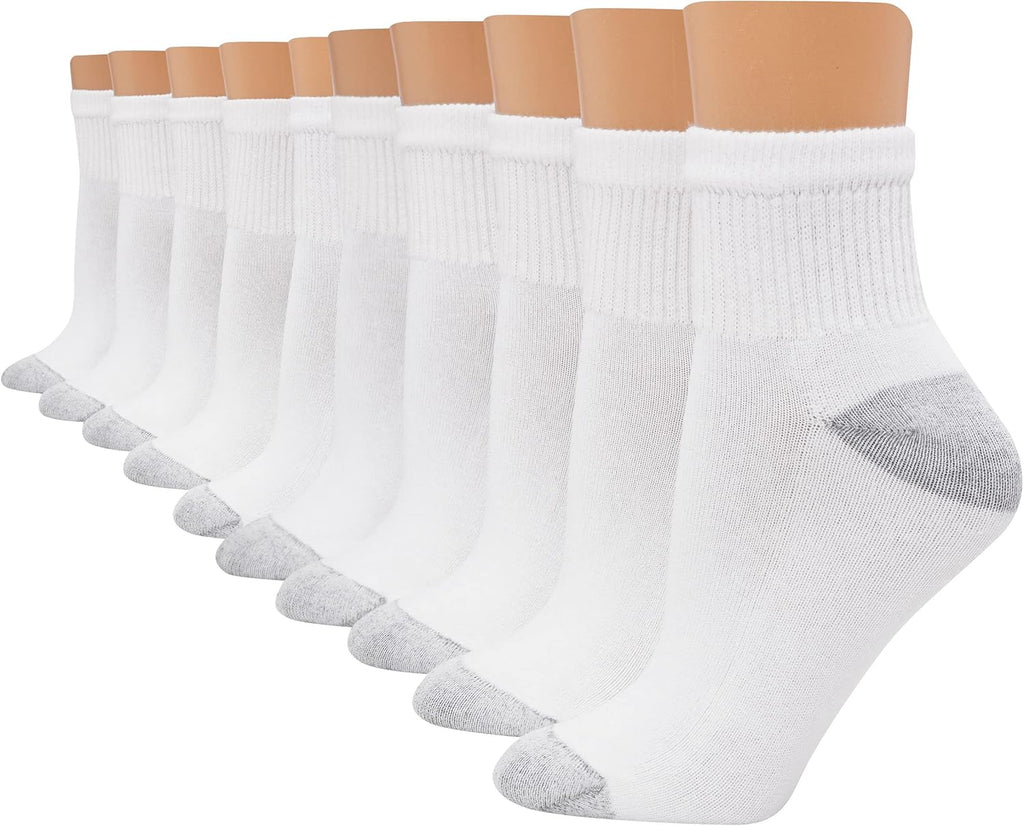 Hanes Women's Ankle, Moisture-Wicking Socks for Women, Cushioned Athletic Ankle Socks, 10-Pack