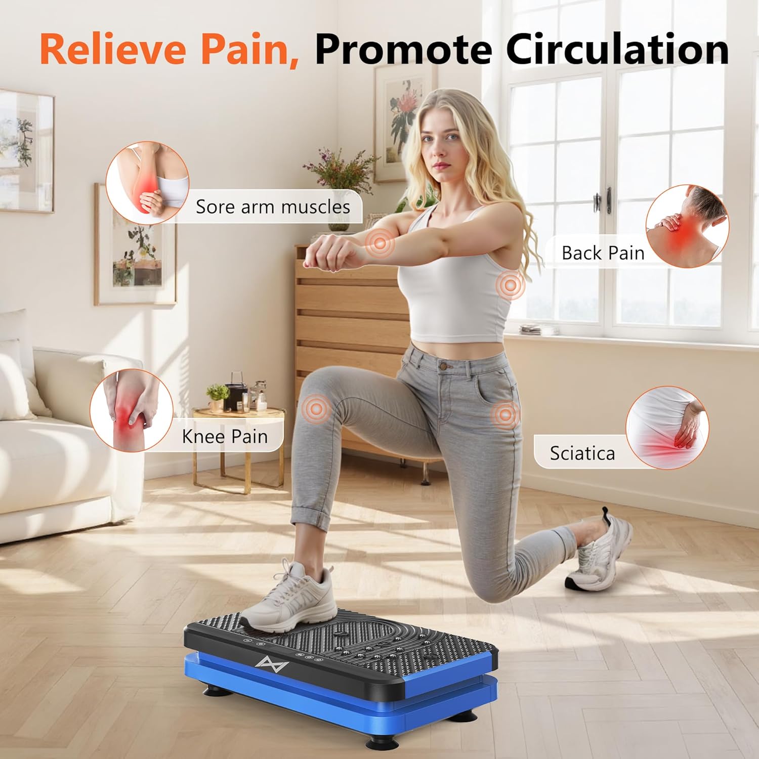 AXV Vibration Plate Fitness Platform Exercise Machine Vibrating Shaking Full Body Shaker Workout Vibrate Stand Shake Board Sport Gym for Weight Loss Fat Burner for Women Men