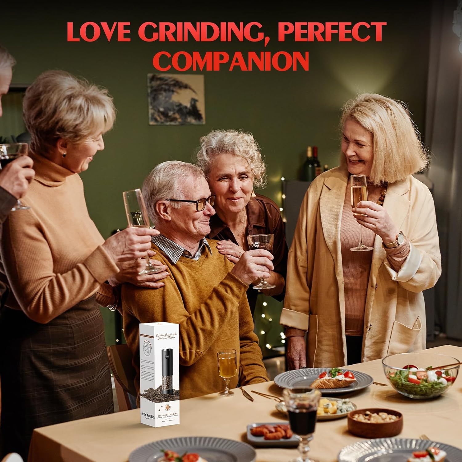 Electric Salt and Pepper Grinder Set Automatic Battery Pepper Mill Shakers Adjustable Coarseness Upgraded Larger Capacity with Led Home and Kitchen Appliances for New House Warming Gifts