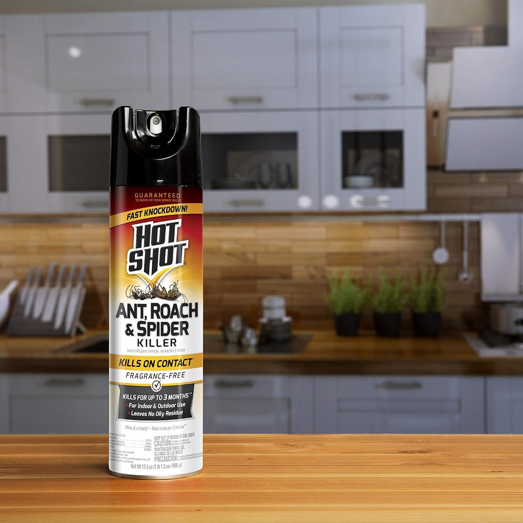 Hot Shot Ant, Roach & Spider Killer, Kills Insects Indoors and Outdoors, Kills Roaches and Listed Ants on Contact, Insecticide Spray, 17.5 Ounce (Crisp Linen)