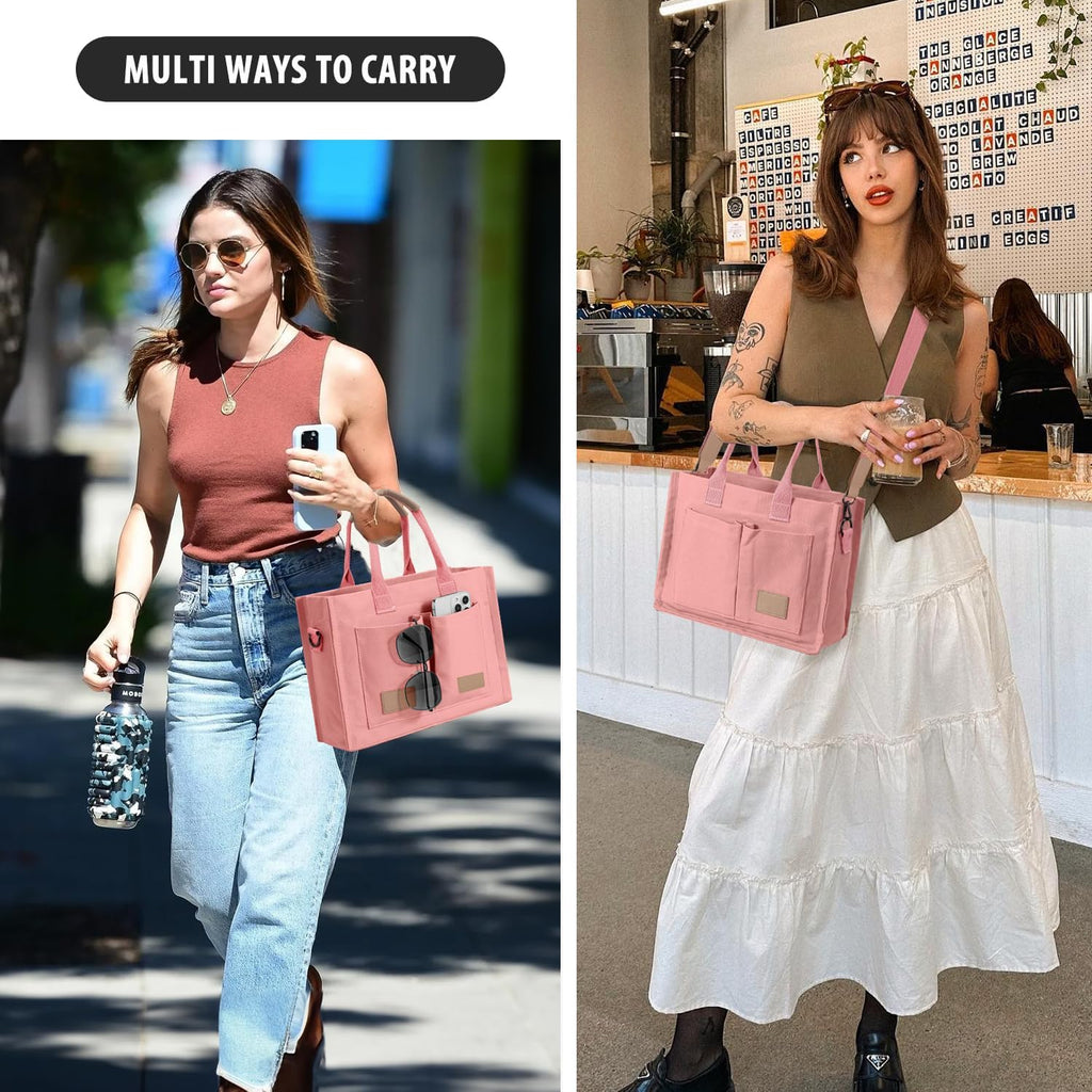 Tote Bags for Women Canvas Tote Purse Crossbody with Pockets Top Handle Shoulder Satchel Bag for Women