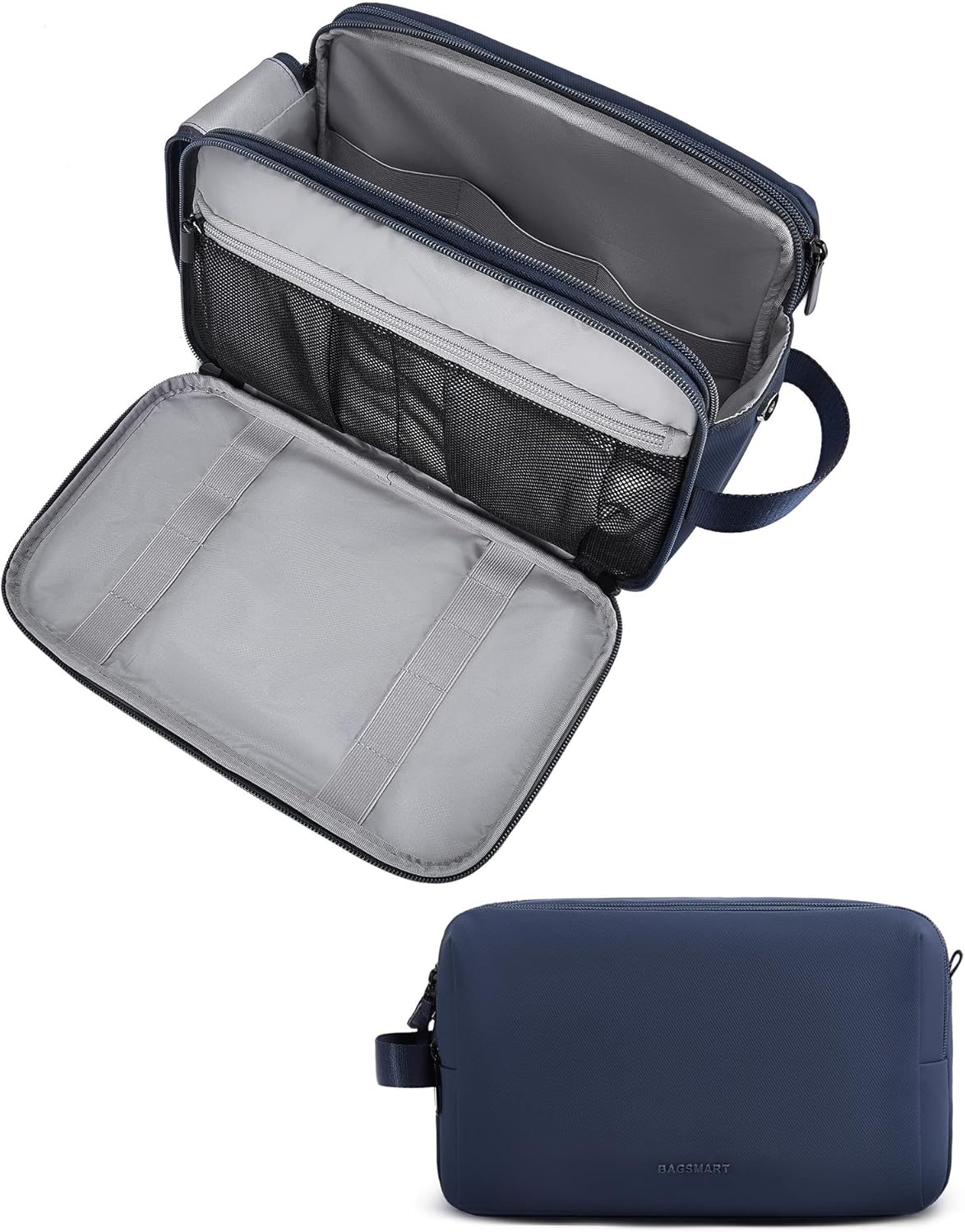 BAGSMART Toiletry Bag for Men, Travel Toiletry Organizer Dopp Kit Water-resistant Shaving Bag for Toiletries Accessories, Door Room Essentials, Black-medium