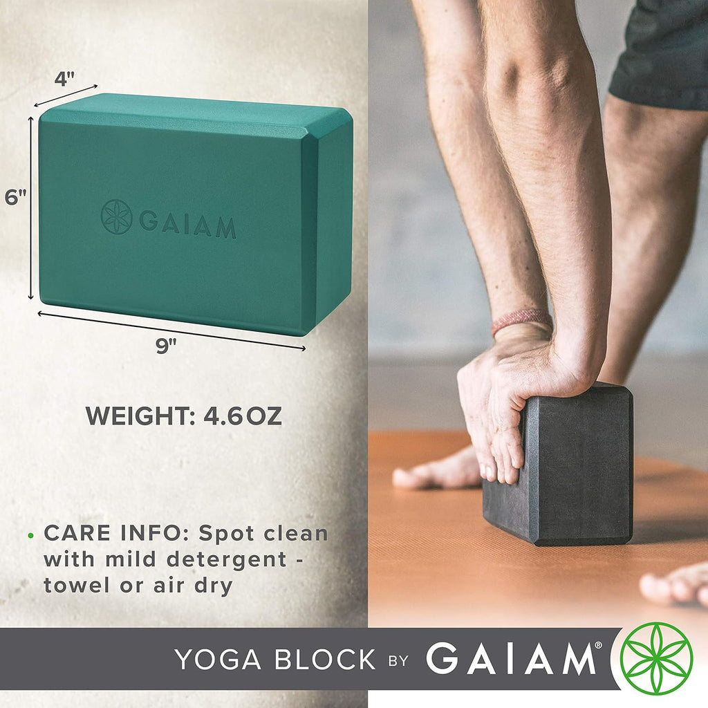 Gaiam Yoga Block - Supportive Latex-Free Eva Foam - Soft Non-Slip Surface with Beveled Edges for Yoga, Pilates, Meditation - Yoga Accessories for Stability, Balance, Deepen Stretches