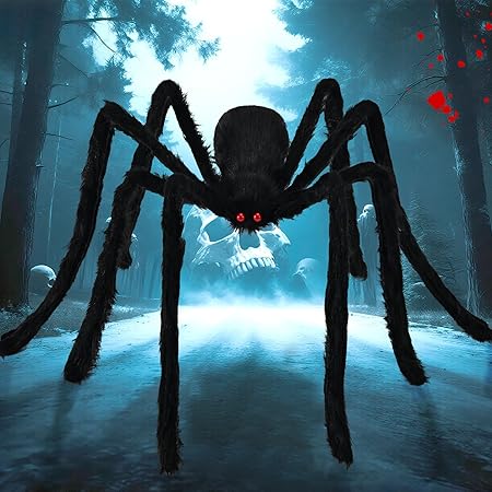 6.5ft Halloween Outdoor Decorations Hairy Spider, 78" Scary Giant Spider Fake Large Pops for Halloween Yard Home Costumes Decorations Party Outdoor Decor