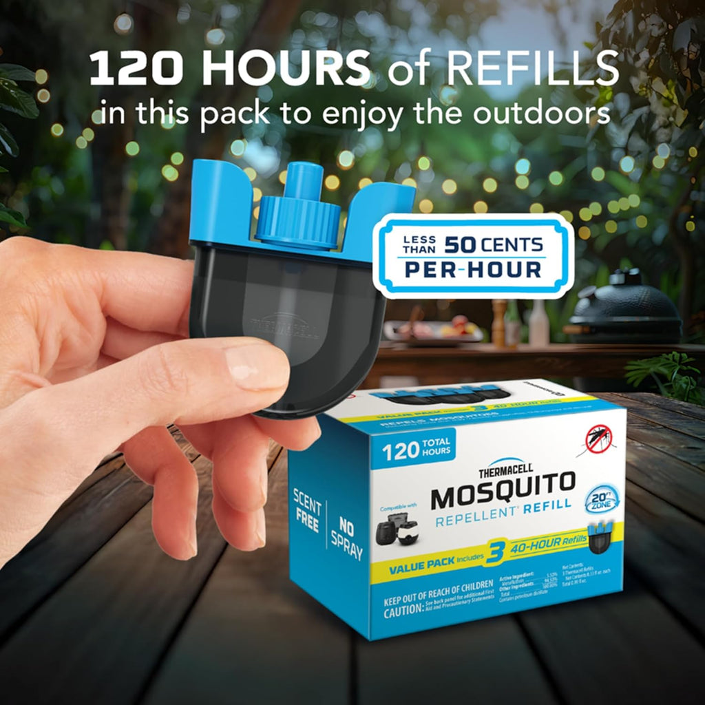 Thermacell Rechargeable Mosquito Repeller Refills; Advanced Repellent Formula Provides 20 Foot Protection Zone; Compatible with Thermacell E-Series & Radius Only; No DEET, Spray or Flame
