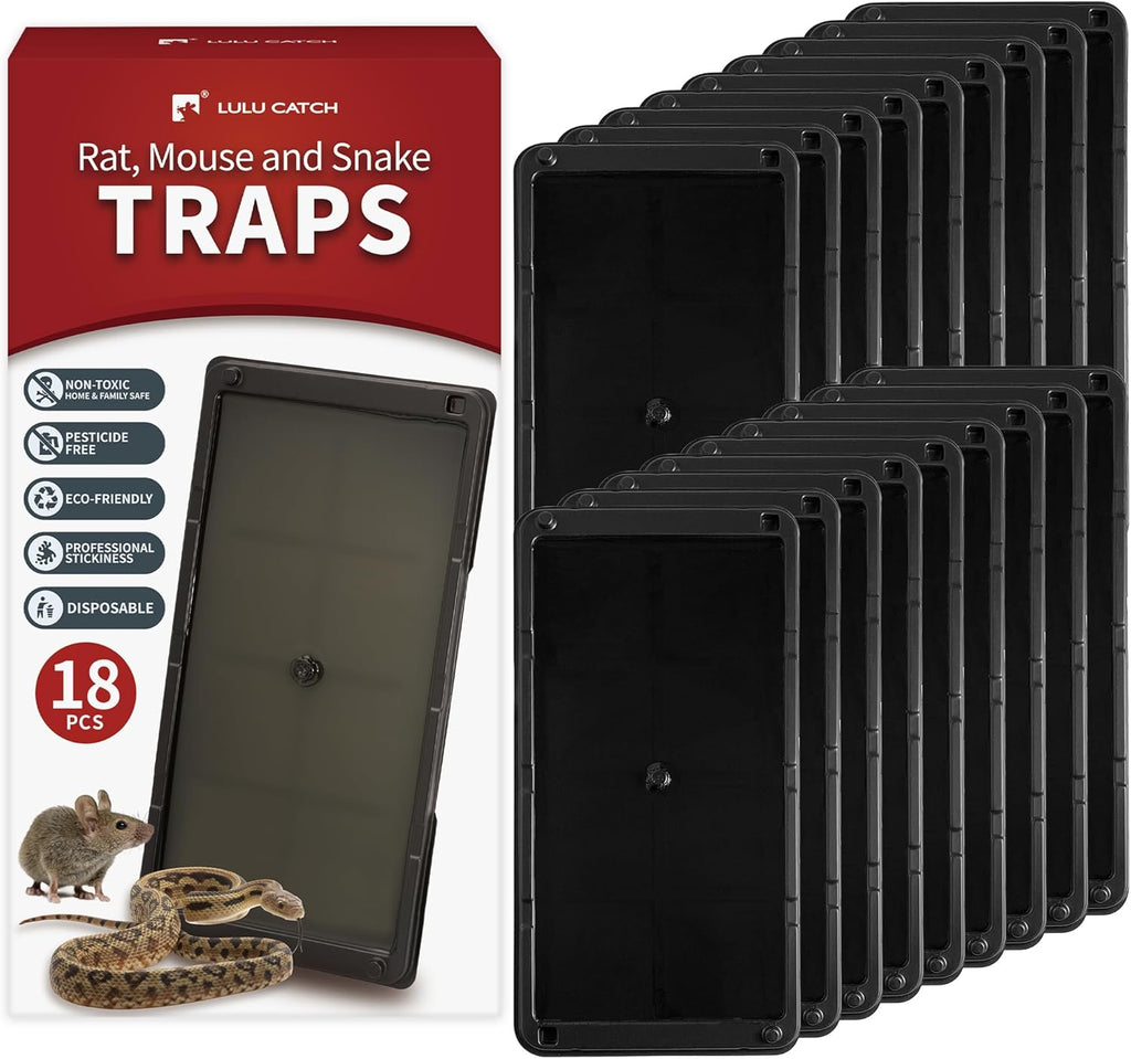 LULUCATCH Mouse & Insect Traps 12 Pack, Heavier Sticky Traps with Non-Toxic Glue for Small Mice & Insects. Sticky Mouse Traps Indoor, Easy to Set, Pet Safe Pest Control