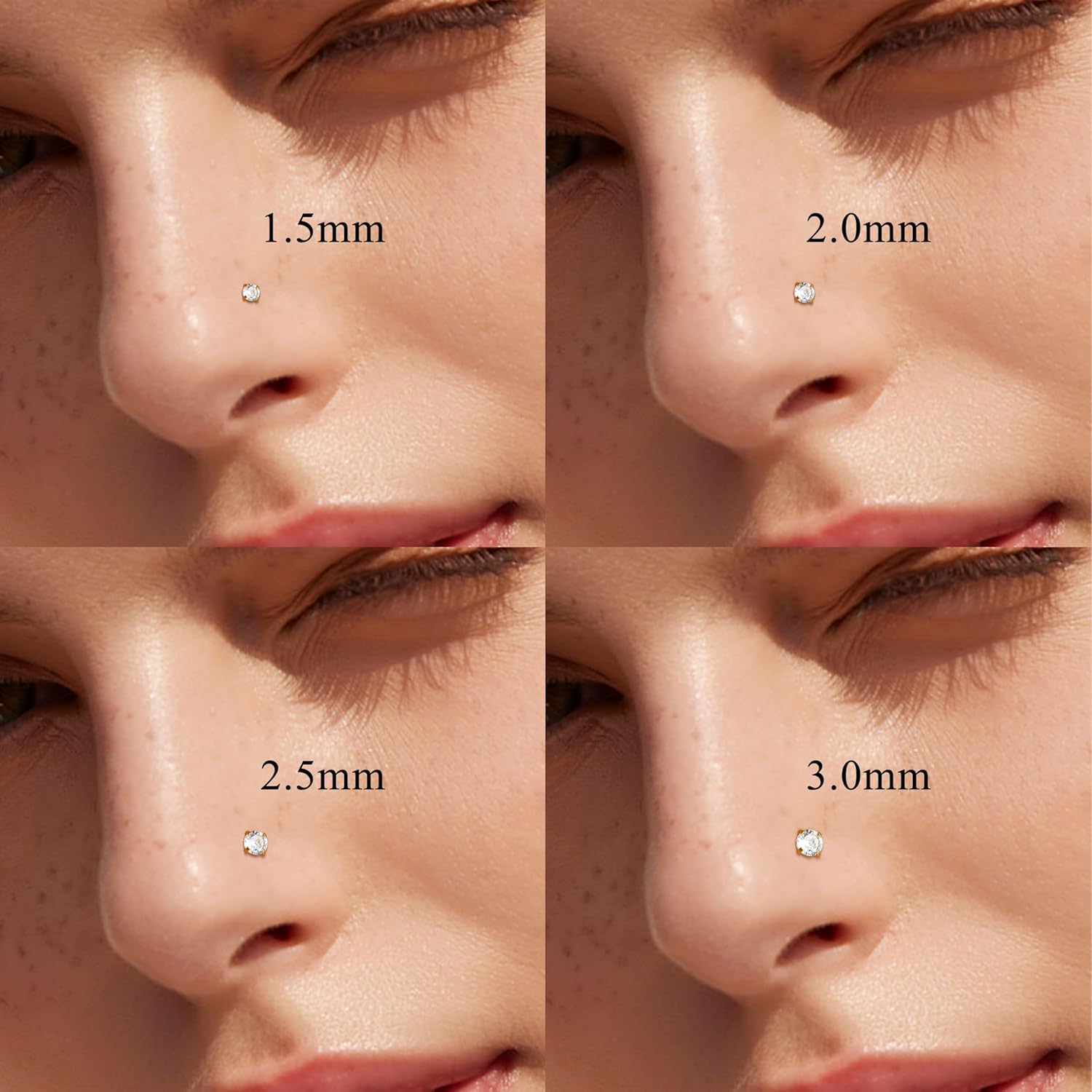 Jstyle Hypoallergenic Nose Rings 18G 20G Surgical Stainless Steel Nose Rings Studs Cubic Zirconia Nose Ring Labret Nose Piercing Jewelry for Women Men 1.5mm 2mm 2.5mm 3mm