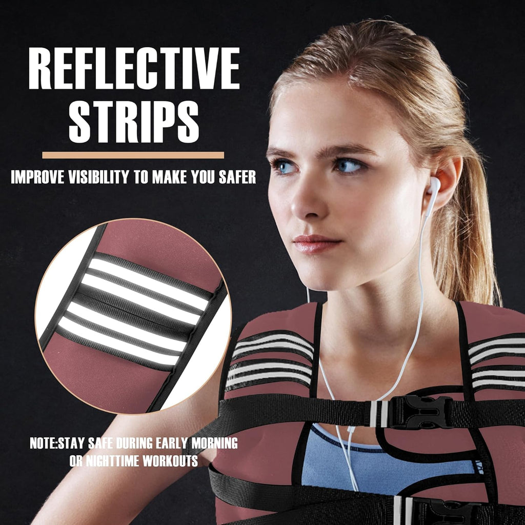 Weighted Vest Men or Women - 5/10/15/20/25/30lbs Weights with Reflective Stripe, Weighted Vest for Workout Equipment for Strength Training Running - Walking Weight Loss
