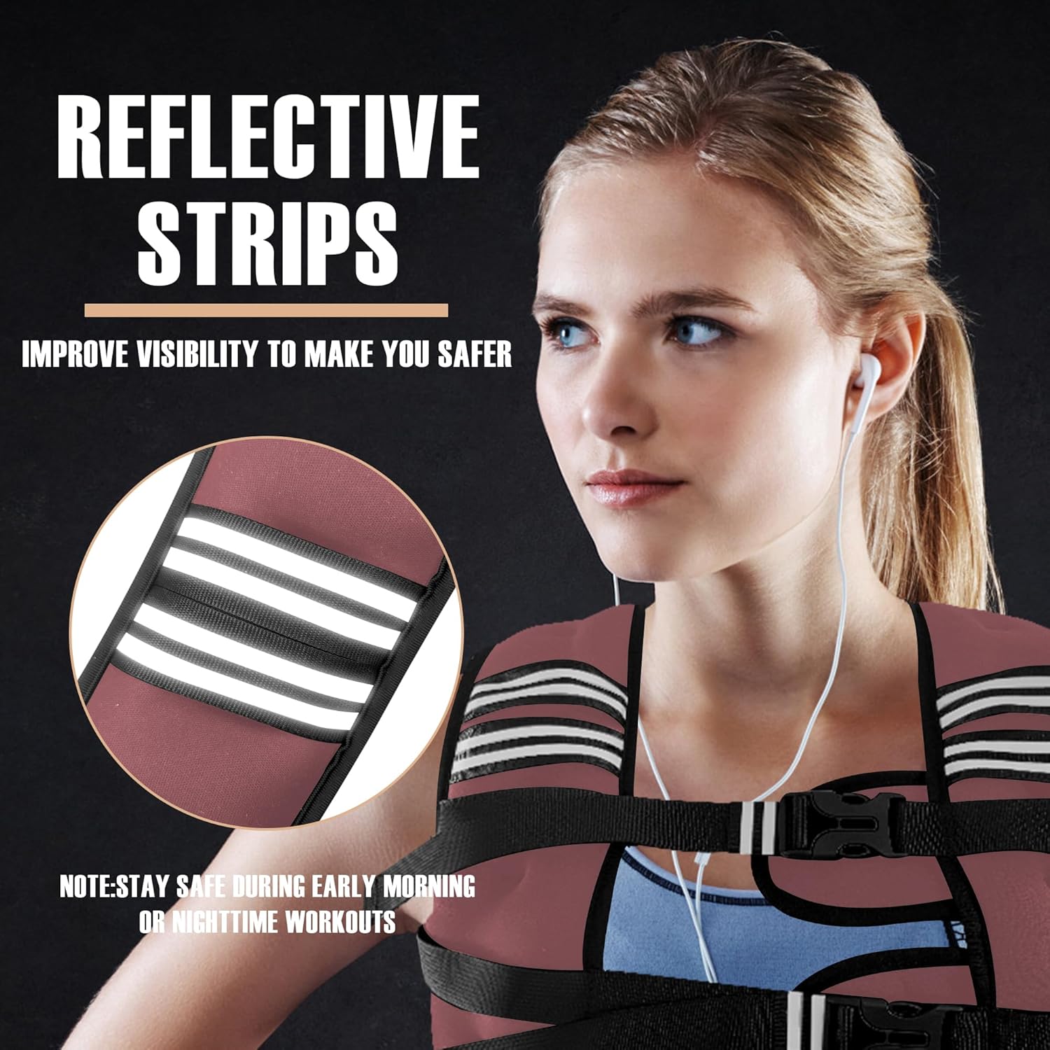 Weighted Vest Men or Women - 5/10/15/20/25/30lbs Weights with Reflective Stripe, Weighted Vest for Workout Equipment for Strength Training Running - Walking Weight Loss